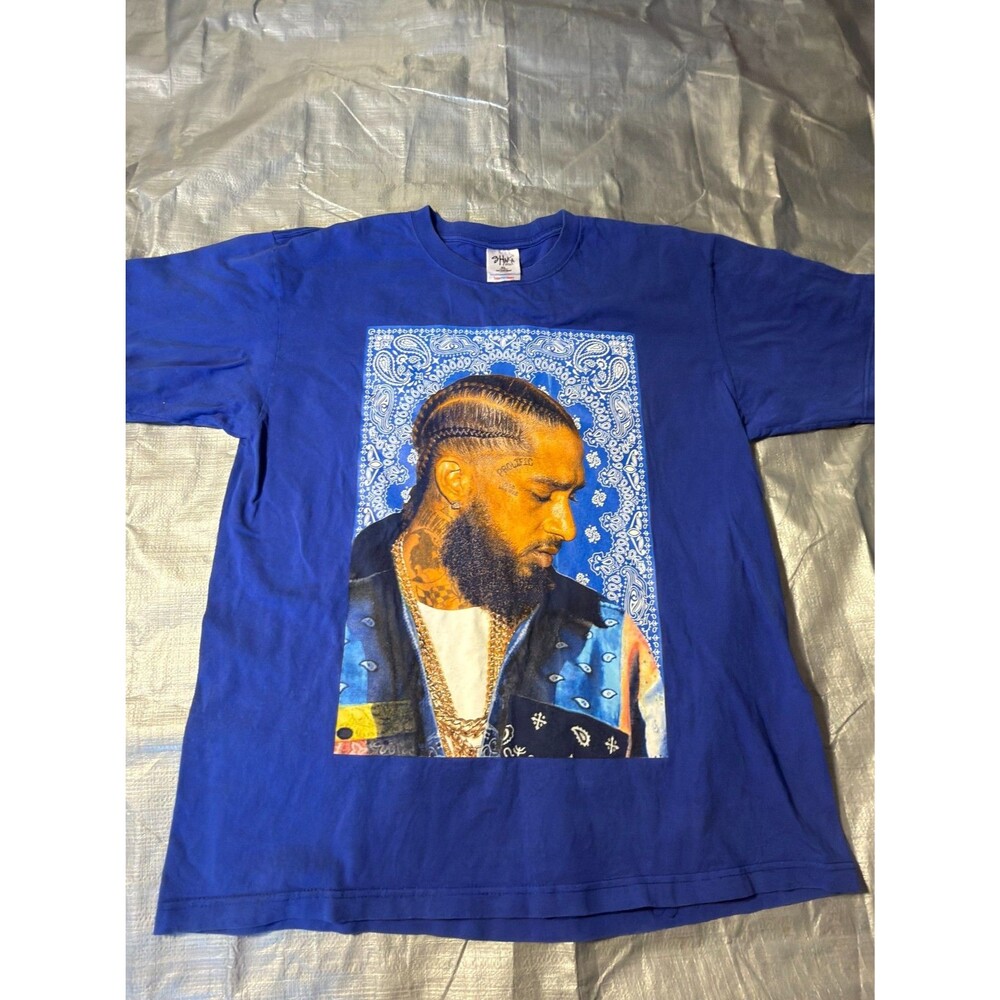 Nipsey Hussle Tribute Graphic T Shirt Mens XL Royal Blue Shaka Wear Rap Tee RIP